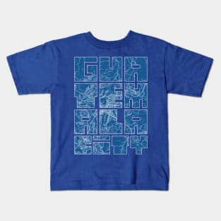 Guatemala Map Typography - Blueprint Kids T-Shirt